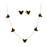Stainless Steel Butterfly Pearl Necklace and Shell Clavicle Chain Set