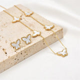 Stainless Steel Butterfly Pearl Necklace and Shell Clavicle Chain Set