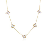 Stainless Steel Butterfly Pearl Necklace and Shell Clavicle Chain Set