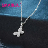 925 Silver Butterfly Jewelry Set CZ Bridal Necklace Earrings