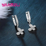925 Silver Butterfly Jewelry Set CZ Bridal Necklace Earrings