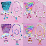 Mermaid Accessories Jewelry Set Sequins Purse Necklace Bracelet Earrings