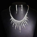 Female Engagement Crystal Necklace Set Wedding Bridal Jewelry