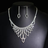Female Engagement Crystal Necklace Set Wedding Bridal Jewelry