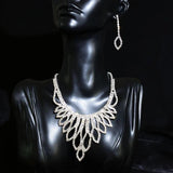 Female Engagement Crystal Necklace Set Wedding Bridal Jewelry