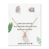 Irregular Raw Stone Pendant Necklace Quartz Ear Studs Healing Jewelry Set