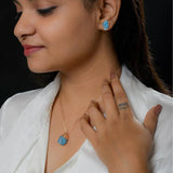 Irregular Raw Stone Pendant Necklace Quartz Ear Studs Healing Jewelry Set