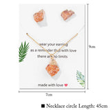 Irregular Raw Stone Pendant Necklace Quartz Ear Studs Healing Jewelry Set