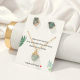 Irregular Raw Stone Pendant Necklace Quartz Ear Studs Healing Jewelry Set