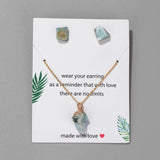 Irregular Raw Stone Pendant Necklace Quartz Ear Studs Healing Jewelry Set