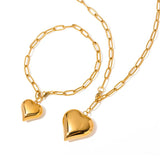 Youthway Stainless Steel Heart Paper Clip Chain Set