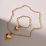 Youthway Stainless Steel Heart Paper Clip Chain Set