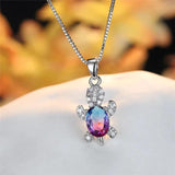 Purple Zircon Turtle Earrings & Necklace Set