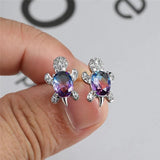 Purple Zircon Turtle Earrings & Necklace Set