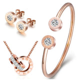 Roman Numeral Necklace Earring Bracelet Set Stainless Steel T001