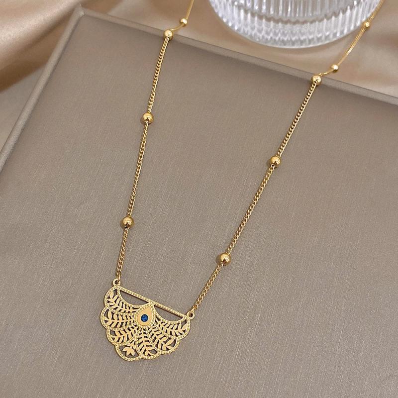Geometric Peacock Tail Pendant Necklace Bracelet Set