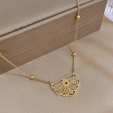 Geometric Peacock Tail Pendant Necklace Bracelet Set
