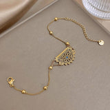 Geometric Peacock Tail Pendant Necklace Bracelet Set