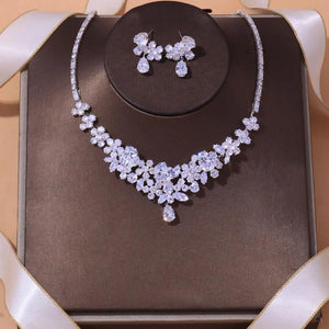 Stonefans Wedding Crystal Bridal Jewelry Sets Rhinestone Necklace Earrings