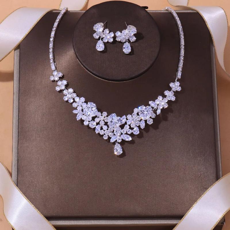 Stonefans Wedding Crystal Bridal Jewelry Sets Rhinestone Necklace Earrings