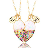 Bff Necklaces for 2 Girls Matching Friendship Half Heart Pendant