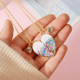 Bff Necklaces for 2 Girls Matching Friendship Half Heart Pendant