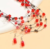 Crystal Beads Necklace and Earring Set for Women