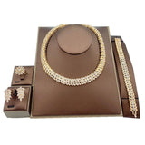 Dubai Bridal Jewelry Set 18k Plated Crystal Earrings Necklace Bracelet Ring