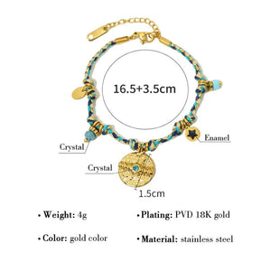 Vintage Stainless Steel Charms Necklaces Boho Pink Rope Chains Bracelets