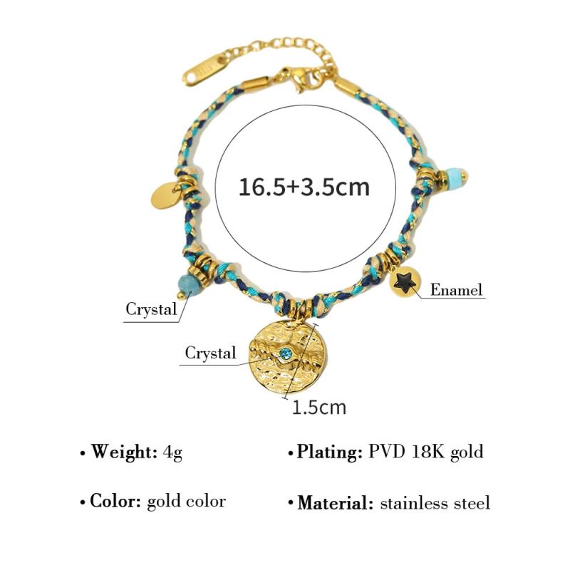 Vintage Stainless Steel Charms Necklaces Boho Pink Rope Chains Bracelets