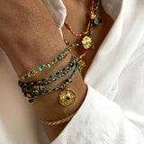 Vintage Stainless Steel Charms Necklaces Boho Pink Rope Chains Bracelets