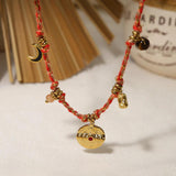 Vintage Stainless Steel Charms Necklaces Boho Pink Rope Chains Bracelets