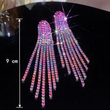 Crystal Bridal Jewelry Set Silver Plated Rhinestone Bracelet And Tassel