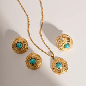 Youthway Turquoise Jewelry Set 18K Plated Stainless Steel Party Gift