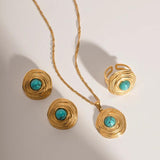 Youthway Turquoise Jewelry Set 18K Plated Stainless Steel Party Gift