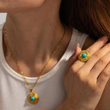 Youthway Turquoise Jewelry Set 18K Plated Stainless Steel Party Gift