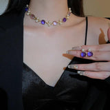 Vintage Pearl Geometric Necklace Earrings For Women