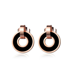Black/Pink Acrylic Circle Earrings & Necklace Set