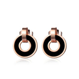 Black/Pink Acrylic Circle Earrings & Necklace Set