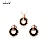 Black/Pink Acrylic Circle Earrings & Necklace Set