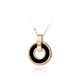 Black/Pink Acrylic Circle Earrings & Necklace Set