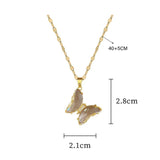 Butterfly Stone Pendant Necklace Earrings Set Gift Party