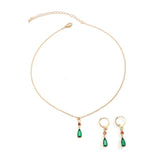 Geometric Green Zircon Pendant Choker Necklace Set