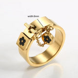 Golden Stainless Steel Flower Charm Jewelry Set