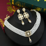 Sunspicems Morocco Choker Necklace Set Bride Wedding Jewelry Hand Bead Chain