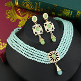 Sunspicems Morocco Choker Necklace Set Bride Wedding Jewelry Hand Bead Chain