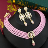 Sunspicems Morocco Choker Necklace Set Bride Wedding Jewelry Hand Bead Chain