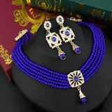 Sunspicems Morocco Choker Necklace Set Bride Wedding Jewelry Hand Bead Chain