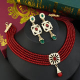 Sunspicems Morocco Choker Necklace Set Bride Wedding Jewelry Hand Bead Chain