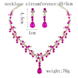 Rose Crystal Bridal Wedding Jewelry Sets Rhinestone Necklace Earrings Set